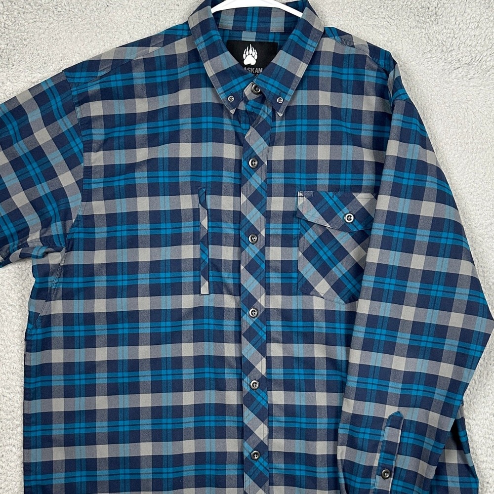 Alaskan Hardgear Button Down Shirt Men XL Tall Duluth Trading Co Blue Wool Blend